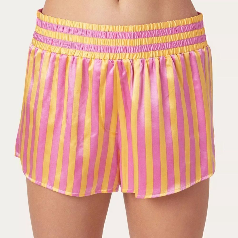 Morgan Lane Coconut Silk Striped Corey Short NWT
